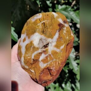 Vibrant Yellow Huge Rough Natural Lapidary Jasper Stone with quartz